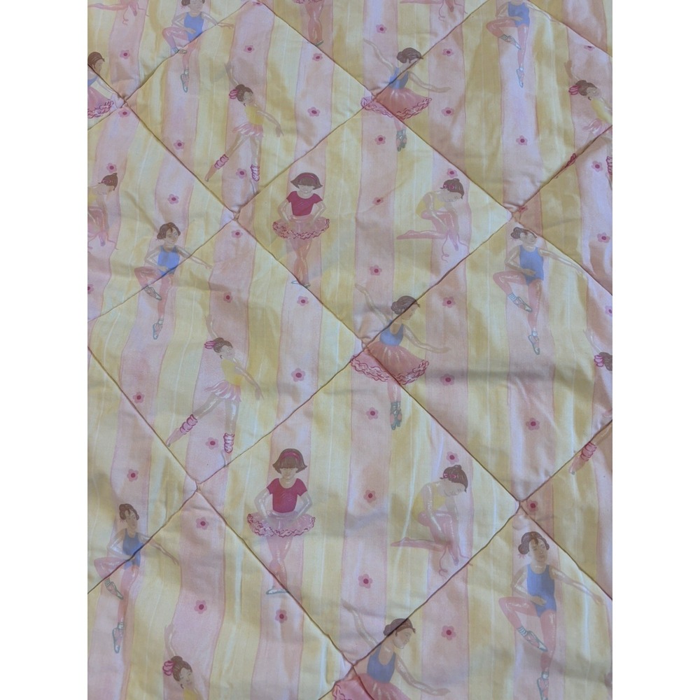 Laura Ashley Twin Comforter Ballerina Ballet Stripe Pink White Yellow